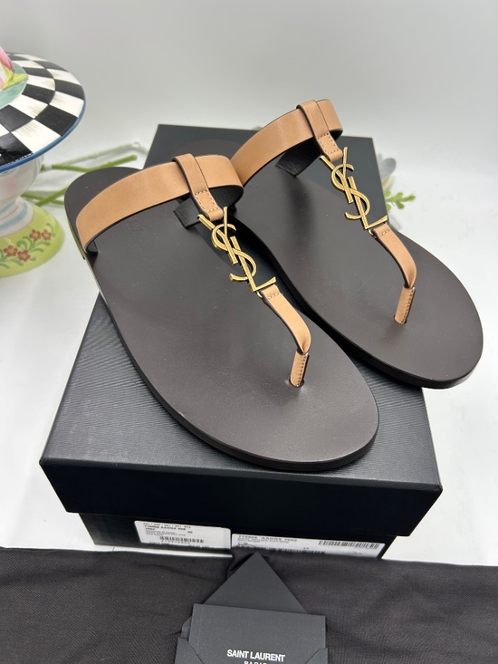 Men’s Saint Laurent Cassandre Leather Sandals . Size 45/12 US.